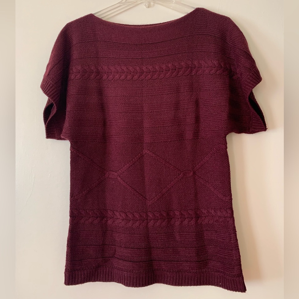 New York & Company Burgundy Dark Plum Wine Red Women's Sweater, Short Sleeve XS